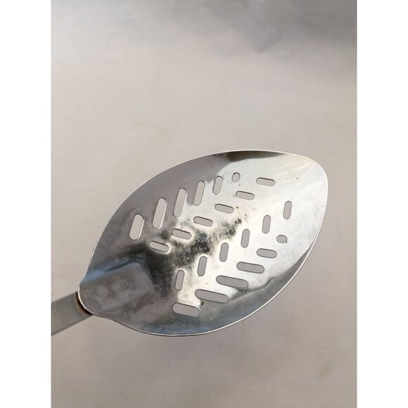 Vintage Slotted Serving Spoon White Handle 12 1/2" - Picture 7 of 8